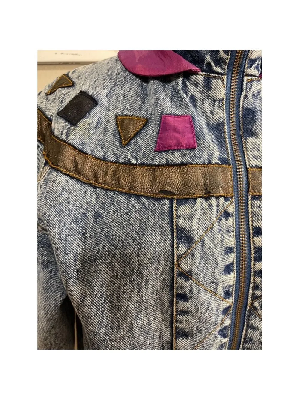 Women’s Vintage Faded Glory Denim Jacket, Size‎ L, Blue & Purple